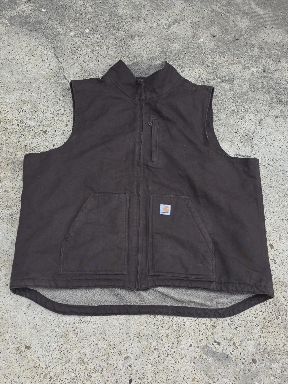 Carhartt Vest Men's Size 2XL Brown Sherpa Lined Workwear 104277 DKB